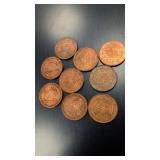 9 Austrian five euro cent coins.2003-2011