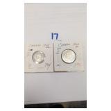 Canadian 1968 10 & 25 cent coins