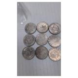9 Mexico 50 Centavos coins