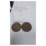 1908 Canadian pennies