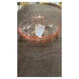 1950 etched pink glass handled console