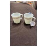 1980s Pyrex woodland milk glass mugs