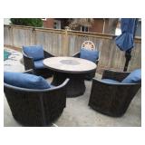 Fire Table w 4 Chairs & Cushions