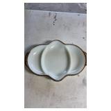Fireking divided milk glass dish
