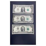 American $2 / $1 bills