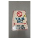 MG parking only repo sign