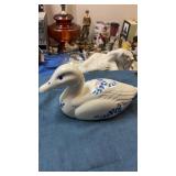 White/ blue ceramic duck
