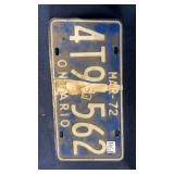 Mar 1972 Ontario license plate