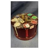 Poker chips, cards, carousel