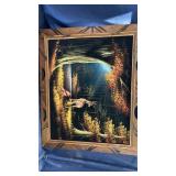 Wood framed velvet art