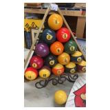 Mounted Pool triangle and balls