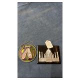 Carved slate & stained glass decor