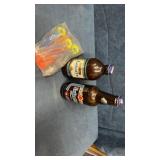 Alcohol bottles, drink tubes