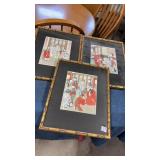 Framed Japanese woodblock art