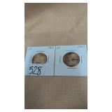 2-1967 Canadian 25-cent coins