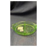 Uranium glass poinsettia divided dish
