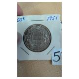 1951 & 1962 Canadian 50-cent coins
