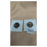 2- 1967 Canadian 25-cent coins