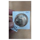 1967 Canadian silver dollar coin