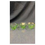 Green depression glass cups