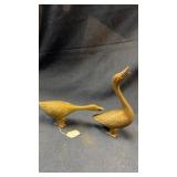Pair of brass geese