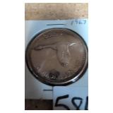 1967 Canadian silver dollar coin