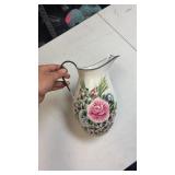 Hand painted enamel pitcher