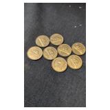 8 Canadian Nickles 1937 to 1942.