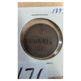 1897 Finland 5 Penniï¿½ copper coin