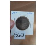 1906 Canadian 50-cent silver coin featuring King