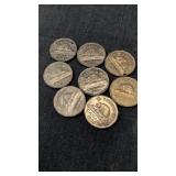 8 Canadian Nickles 1950-1961
