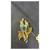 Antique enamel cockatiels brooch