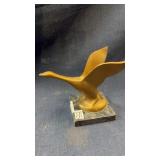Brass goose on marble base