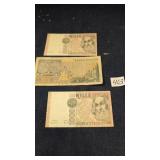 1000&2000  Lire banknotes issued by the Banca