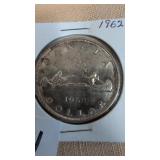 1962 Canadian silver dollar coin