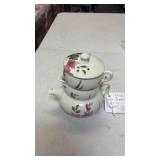 Staffordshire stacking cup teapot