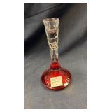 Crystal candle holder w/ ruby base