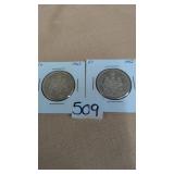 2- 1963 Canadian 50-cent coins 80% silver