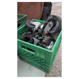 Milk crate full of caster wheels