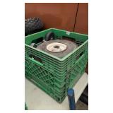 Tires /caster wheels and green milk crate