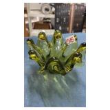 Small green glass bowl