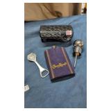 Crown Royal flask automatic jiggers and opener