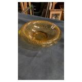 vintage amber glass bowl faux-crackle texture