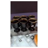 Pfaltzgraff 'Gourmet Brown' stoneware goblets.