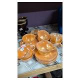 vintage Fire-King Peach Luster cups and saucers 9