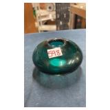 Blue/ green flat orb vase