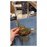 Amber art glass bird