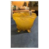 vintage Jeannette Glass amber footed candy or