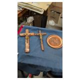 Norman Rockwell plate and crucifixes
