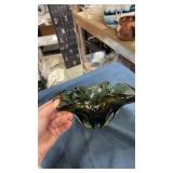 Green art glass basket